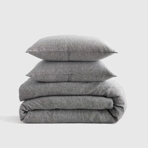 Quince European Linen Duvet Cover Set with shams - Charcoal Chambray